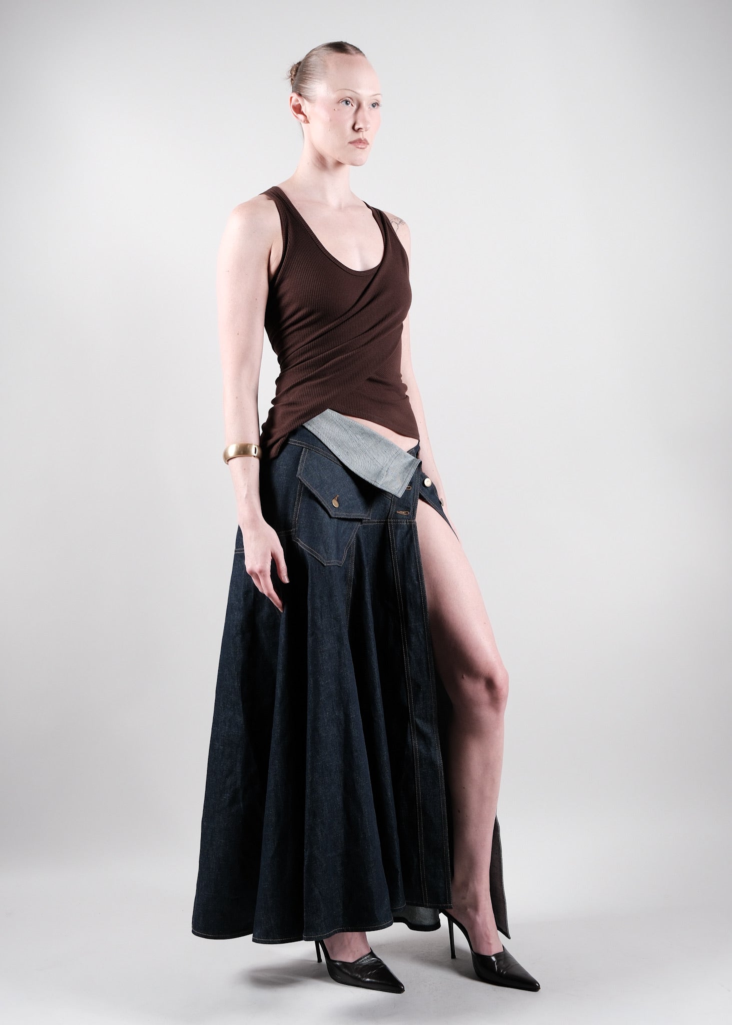 Kasem Denim Skirt in True Blue – Designer Denim | Kwame Adusei